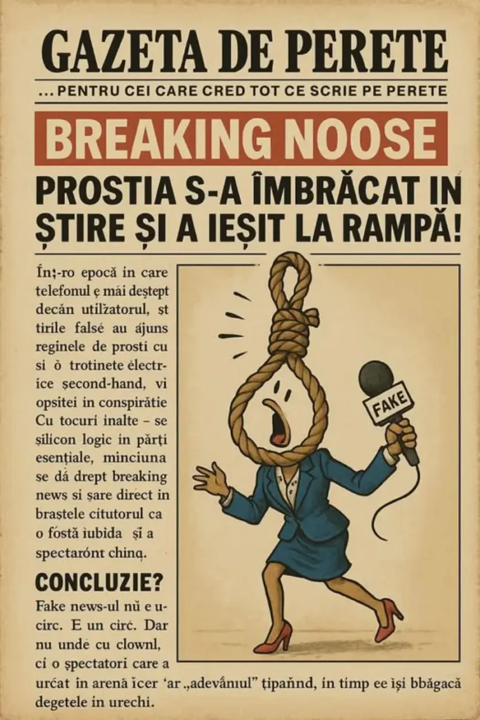 Știri false Breaking Noose: Prostia s-a îmbrăcat în știre și a ieșit la rampă!