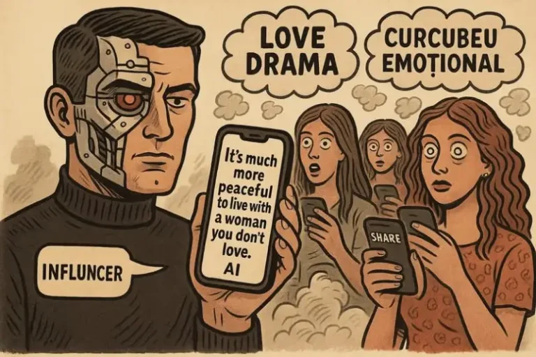 Detașat, viril și generat de AI – cronica influencerului care nu iubește și a femeilor care-l share-uiesc până își pierd busola emoțională