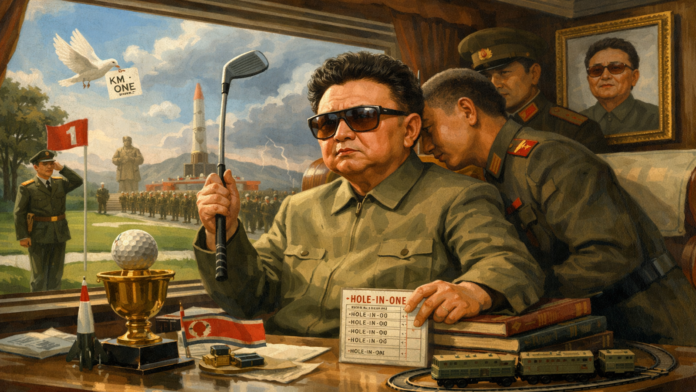 Kim Jong-il în trenul golfului și paradei